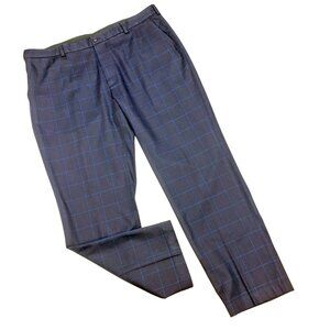 Brooks Brothers Clark Navy Windowpane Flat Advantage Chino